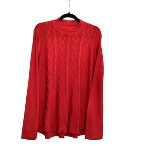 Kim Rogers Red Mock Neck Cable Knit Sweater Women's XL